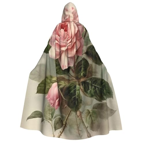 BTCOWZRV Vintage Rose Halloween Kapuzenumhang Langer Umhang Hexe Robe Cosplay Kostüme für Damen Herren von BTCOWZRV