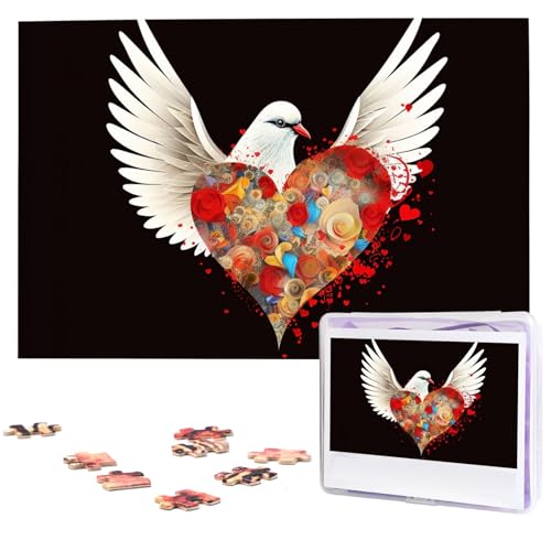 Bird Love Heart Art Puzzles 1000 Pieces Jigsaw Puzzles Personalized Puzzle Wooden Picture Puzzle for Adults Photo Puzzle Art Wall Hanging Decor for Birthday Wedding Valentine's Day Anniversary von BTCOWZRV