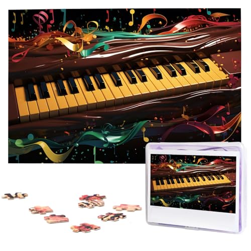 Bunte Noten und Musik-Tastatur-Puzzle, personalisiertes Holzpuzzle, 1000 Teile, benutzerdefinierte Puzzles, Bildpuzzles, Hochzeitspuzzle für Erwachsene, Geburtstage, Muttertag von BTCOWZRV