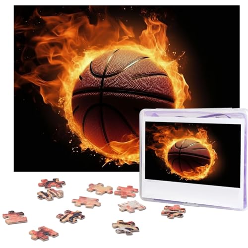 Burning Basketball Bilder Puzzles 500 Teile Puzzle Personalisiertes Puzzle Holzbild Puzzle für Erwachsene Foto Puzzle Kunst Wandbehang Dekor für Geburtstag Hochzeit Valentinstag Jahrestag von BTCOWZRV