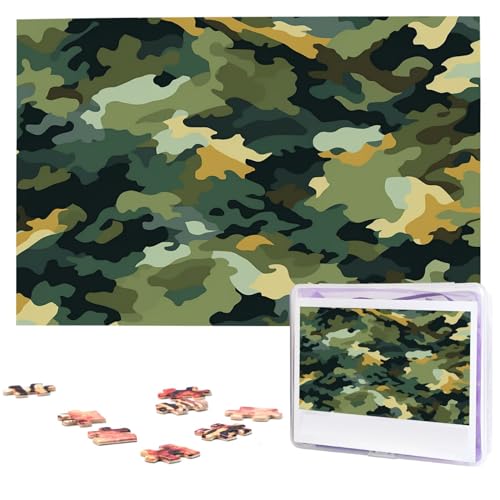 Camouflage Puzzles 1000 Teile Puzzle Personalisiertes Puzzle Holzbild Puzzle für Erwachsene Foto Puzzle Kunst Wandbehang Dekor für Geburtstag Hochzeit Valentinstag Jahrestag von BTCOWZRV