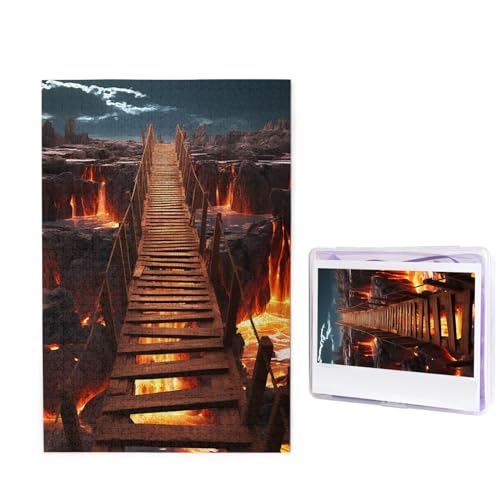 Coole Lava Bridge Puzzles 1000 Teile Puzzle Personalisiertes Puzzle Holzbild Puzzle für Erwachsene Foto Puzzle Kunst Wandbehang Dekor für Geburtstag Hochzeit Valentinstag von BTCOWZRV