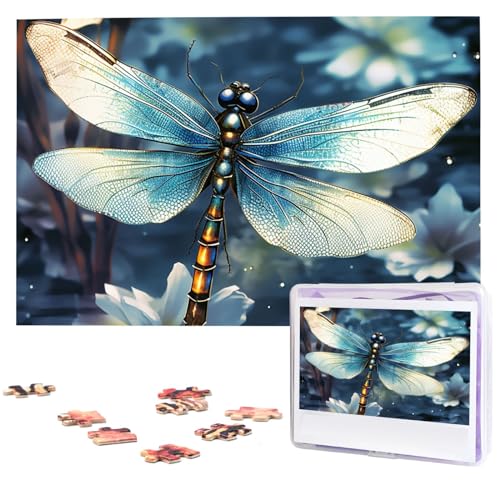 Dargonfly Puzzles 1000 Teile Puzzle Personalisiertes Puzzle Holzbild Puzzle für Erwachsene Foto Puzzle Kunst Wandbehang Dekor für Geburtstag Hochzeit Valentinstag Jahrestag von BTCOWZRV