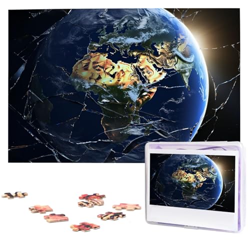 Earth Puzzle Personalisiertes Holzpuzzle 1000 Teile Benutzerdefinierte Puzzles Bilderpuzzles Hochzeitspuzzle für Erwachsene Geburtstage Muttertag von BTCOWZRV