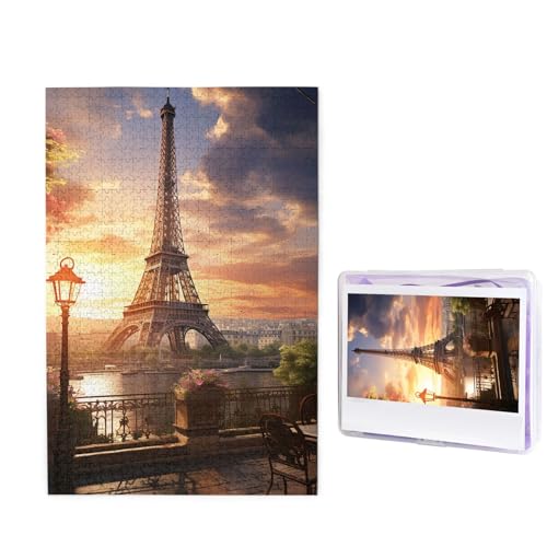 EiffelTower Puzzles 1000 Teile Puzzle Personalisiertes Puzzle Holzbild Puzzle für Erwachsene Fotopuzzle Kunst Wandbehang Dekor für Geburtstag Hochzeit Valentinstag von BTCOWZRV