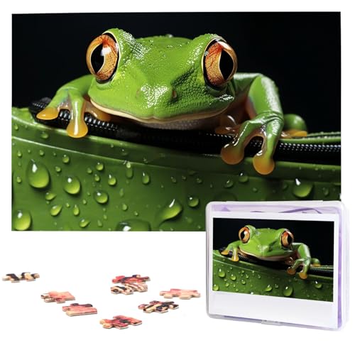 Ein niedliches Baumfrosch-Puzzle, 1000 Teile, personalisiertes Puzzle, Holzbild, Puzzle für Erwachsene, Fotopuzzle, Kunst, Wandbehang, Dekoration für Geburtstag, Hochzeit, Valentinstag, Jahrestag von BTCOWZRV