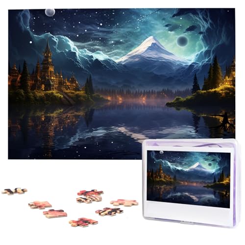 Fantasy Nachtszene Puzzle Personalisiertes Holzpuzzle 1000 Teile Benutzerdefinierte Puzzles Bilderpuzzles Hochzeitspuzzle für Erwachsene Geburtstage Muttertag von BTCOWZRV