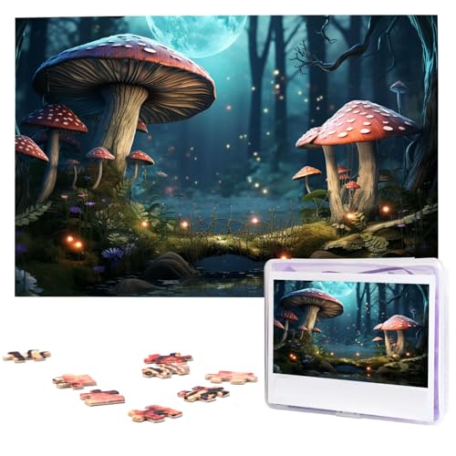 Fantasy Pilz Puzzle Personalisiertes Holzpuzzle 1000 Teile Benutzerdefinierte Puzzles Bilderpuzzles Hochzeitspuzzle für Erwachsene Geburtstage Muttertag von BTCOWZRV