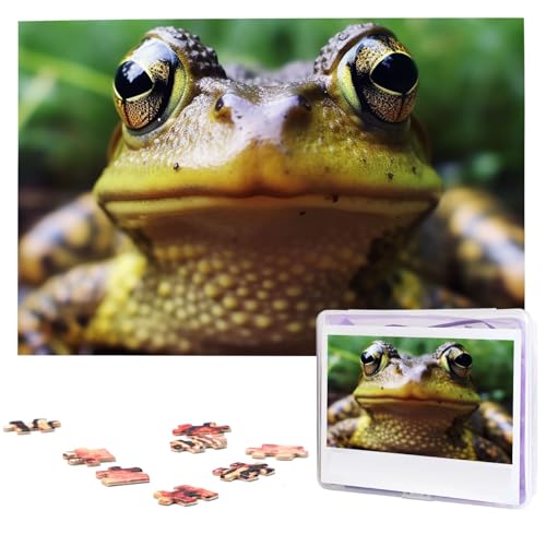 Frosch, der in die Kamera schaut, Puzzle, 1000 Teile, personalisiertes Puzzle, Holzbild, Puzzle für Erwachsene, Fotopuzzle, Kunst, Wandbehang, Dekor für Geburtstag, Hochzeit, Valentinstag, Jahrestag von BTCOWZRV