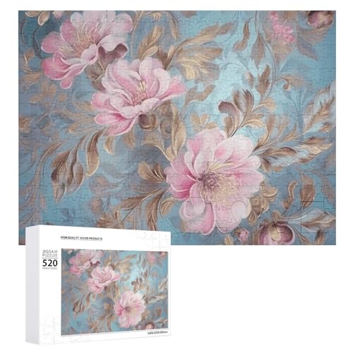 Gezeichnete Blumen Puzzle Personalisiertes Holzpuzzle 520 Teile Benutzerdefinierte Puzzles Bilderpuzzles Hochzeitspuzzle für Erwachsene Geburtstage Muttertag von BTCOWZRV