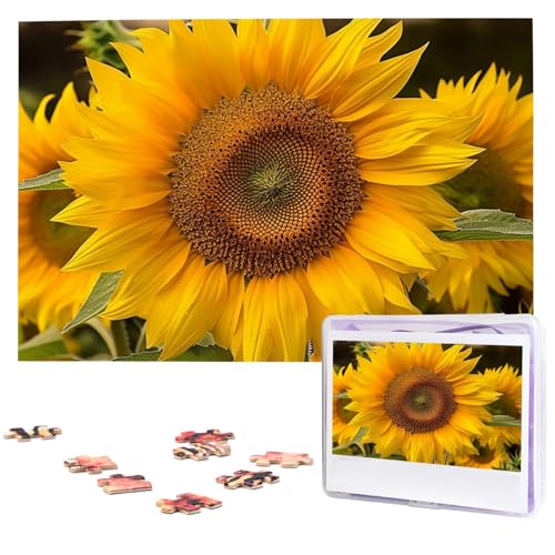 Golden Yellow Sunflower Puzzles 1000 Pieces Jigsaw Puzzles Personalized Puzzle Wooden Picture Puzzle for Adults Photo Puzzle Art Wall Hanging Decor for Birthday Wedding Valentine's Day Anniversary von BTCOWZRV