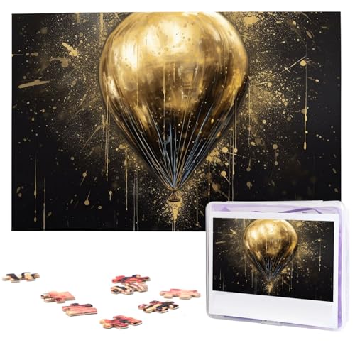 Goldene Ballon-Puzzles, 1000 Teile, personalisiertes Puzzle, Holzbild, Puzzle für Erwachsene, Fotopuzzle, Kunst, Wandbehang, Dekor für Geburtstag, Hochzeit, Valentinstag, Jahrestag von BTCOWZRV