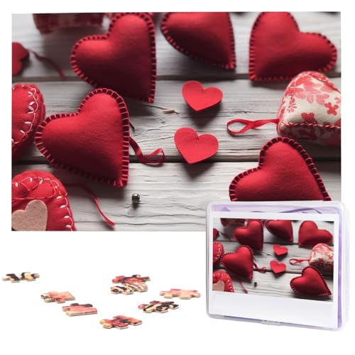 Handgefertigte rote Herz-Puzzles, 1000 Teile, personalisiertes Puzzle, Holzbild, Puzzle für Erwachsene, Fotopuzzle, Kunst, Wandbehang, Dekor für Geburtstag, Hochzeit, Valentinstag, Jahrestag von BTCOWZRV