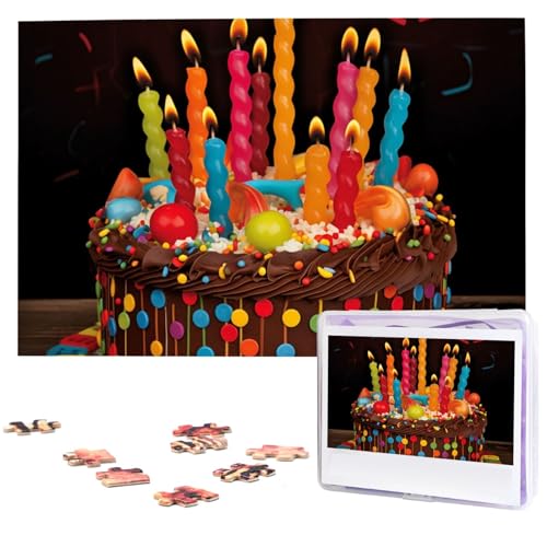 Happy Birthday Big Cake Puzzles 1000 Teile Puzzle Personalisiertes Puzzle Holzbild Puzzle für Erwachsene Foto Puzzle Kunst Wandbehang Dekor für Geburtstag Hochzeit Valentinstag Jahrestag von BTCOWZRV