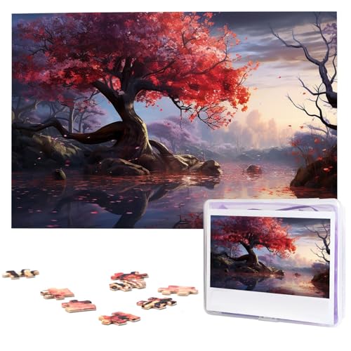 Herbstblumen Baum Landschaft Puzzle Personalisiertes Holzpuzzle 1000 Teile Benutzerdefinierte Puzzles Bilderpuzzles Hochzeitspuzzle für Erwachsene Geburtstage Muttertag von BTCOWZRV