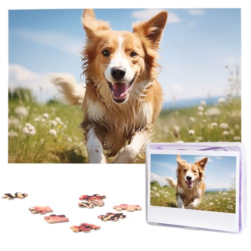 Hund Laufpuzzle Personalisiertes Holzpuzzle 1000 Teile Benutzerdefinierte Puzzles Bilderpuzzles Hochzeitspuzzle für Erwachsene Geburtstage Muttertag von BTCOWZRV