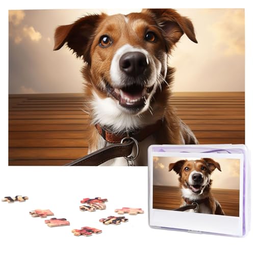 Hunde Tiere Puzzles 1000 Teile Puzzle Personalisiertes Puzzle Holzbild Puzzle für Erwachsene Foto Puzzle Kunst Wandbehang Dekor für Geburtstag Hochzeit Valentinstag Jahrestag von BTCOWZRV