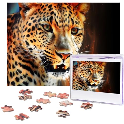 Leopard Painting Puzzles 500 Teile Puzzle Personalisiertes Puzzle Holzbild Puzzle für Erwachsene Foto Puzzle Kunst Wandbehang Dekor für Geburtstag Hochzeit Valentinstag Jahrestag von BTCOWZRV