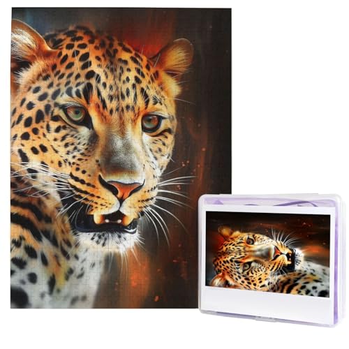 Leopard Painting Puzzles 500 Teile Puzzle Personalisiertes Puzzle Holzbild Puzzle für Erwachsene Foto Puzzle Kunst Wandbehang Dekor für Geburtstag Hochzeit Valentinstag Jahrestag von BTCOWZRV