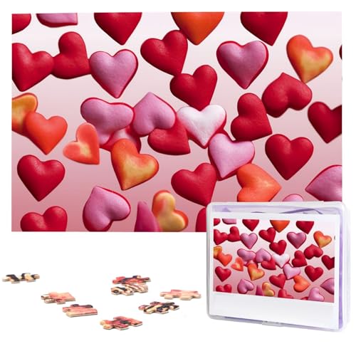 Love Hearts Puzzle Personalisiertes Holzpuzzle 1000 Teile Benutzerdefinierte Puzzles Bilderpuzzles Hochzeitspuzzle für Erwachsene Geburtstage Muttertag von BTCOWZRV