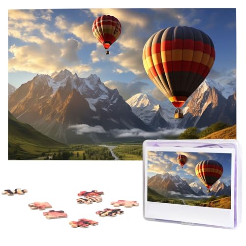 Mountain Hot Air Balloon Puzzle Personalisiertes Holzpuzzle 1000 Teile Benutzerdefinierte Puzzles Bilderpuzzles Hochzeitspuzzle für Erwachsene Geburtstage Muttertag von BTCOWZRV