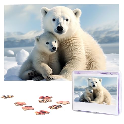 Niedliche Eisbär-Puzzles, 1000 Teile, personalisiertes Puzzle, Holzbild, Puzzle für Erwachsene, Fotopuzzle, Kunst, Wandbehang, Dekor für Geburtstag, Hochzeit, Valentinstag, Jahrestag von BTCOWZRV