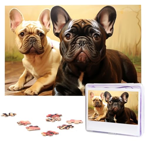 Niedliche französische Bulldogge Grafikpuzzle Personalisiertes Holzpuzzle 1000 Teile Benutzerdefinierte Puzzles Bilderpuzzles Hochzeitspuzzle für Erwachsene Geburtstage Muttertag von BTCOWZRV