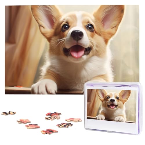 Niedliches Corgi-Puzzle, personalisiertes Holzpuzzle, 1000 Teile, benutzerdefinierte Puzzles, Bildpuzzles, Hochzeitspuzzle für Erwachsene, Geburtstage, Muttertag von BTCOWZRV