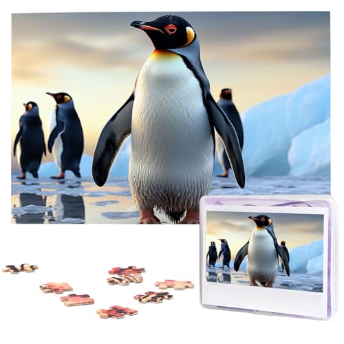 Pinguin-Puzzle, 1000 Teile, personalisiertes Puzzle, Holzbild, Puzzle für Erwachsene, Fotopuzzle, Kunst, Wandbehang, Dekor für Geburtstag, Hochzeit, Valentinstag, Jahrestag von BTCOWZRV