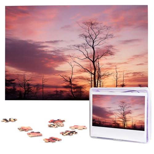 Pink Dusk Hintergrund Puzzles 1000 Teile Puzzle Personalisiertes Puzzle Holzbild Puzzle für Erwachsene Foto Puzzle Kunst Wandbehang Dekor für Geburtstag Hochzeit Valentinstag Jahrestag von BTCOWZRV