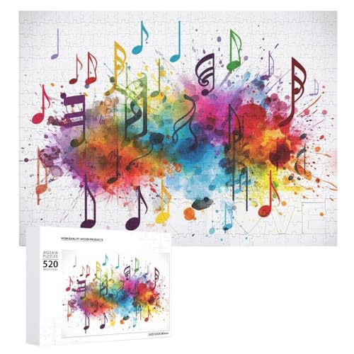 Puzzle mit 520 Teilen, buntes Musik-Bilderpuzzle für Erwachsene, anspruchsvolles Puzzle, personalisiertes Holzpuzzle, Fotopuzzle, Geschenke, 52,1 x 38,1 cm von BTCOWZRV