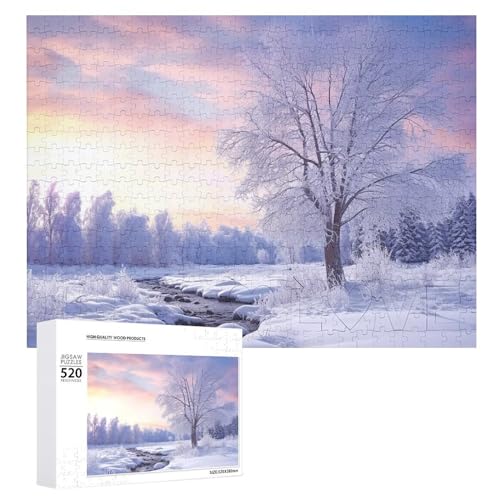 Puzzle mit 520 Teilen – Winterlandschaft, Bildpuzzles für Erwachsene, herausforderndes Puzzle, personalisiertes Holzpuzzle, Fotopuzzle, Geschenke, 52,1 x 38,1 cm von BTCOWZRV