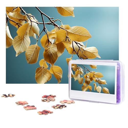 Puzzles 300 Teile Birkenblätter Puzzle Personalisiertes Puzzle Holzbild Puzzle für Erwachsene Foto Puzzle Kunst Wandbehang Dekor für Geburtstag Hochzeit Valentinstag Jahrestag von BTCOWZRV