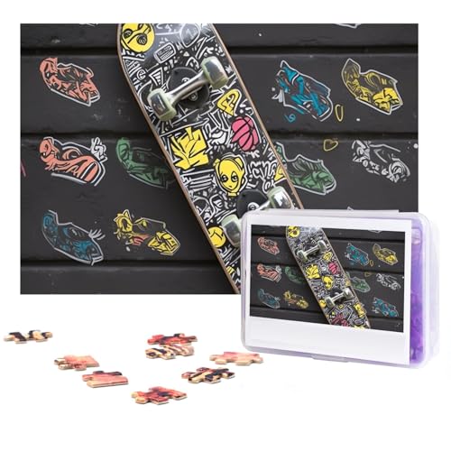 Puzzles 300 Teile Graffiti Skateboard Puzzle Personalisiertes Puzzle Holzbild Puzzle für Erwachsene Foto Puzzle Kunst Wandbehang Dekor für Geburtstag Hochzeit Valentinstag Jahrestag von BTCOWZRV