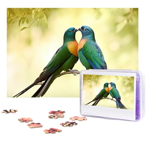 Puzzles 300 Teile Liebesvögel Puzzle Personalisiertes Puzzle Holzbild Puzzle für Erwachsene Foto Puzzle Kunst Wandbehang Dekor für Geburtstag Hochzeit Valentinstag Jahrestag von BTCOWZRV