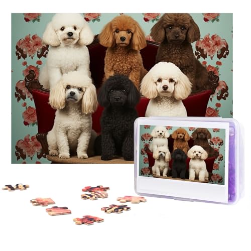 Puzzles 300 Teile Pudel Hunde Puzzle Personalisiertes Puzzle Holzbild Puzzle für Erwachsene Foto Puzzle Kunst Wandbehang Dekor für Geburtstag Hochzeit Valentinstag Jahrestag von BTCOWZRV