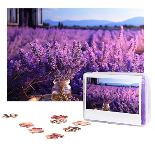 Puzzles 300 Teile Romantisches Lavendel-Puzzle, personalisiertes Puzzle, Holzbild, Puzzle für Erwachsene, Fotopuzzle, Kunst, Wandbehang, Dekor für Geburtstag, Hochzeit, Valentinstag, Jahrestag von BTCOWZRV