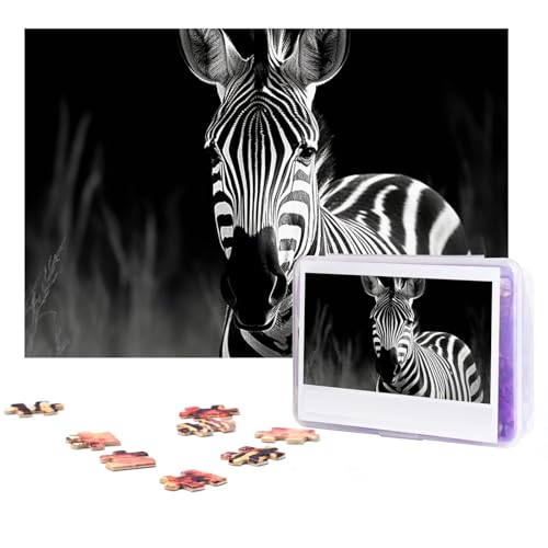 Puzzles 300 Teile Zebra Puzzle Personalisiertes Puzzle Holzbild Puzzle für Erwachsene Foto Puzzle Kunst Wandbehang Dekor für Geburtstag Hochzeit Valentinstag Jahrestag von BTCOWZRV