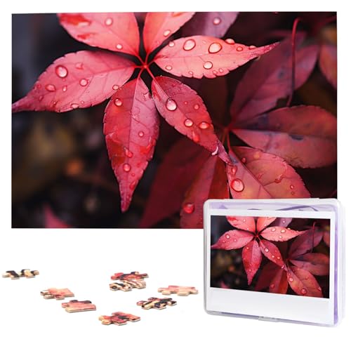 Red Leaf Puzzles 1000 Teile Puzzle Personalisiertes Puzzle Holzbild Puzzle für Erwachsene Foto Puzzle Kunst Wandbehang Dekor für Geburtstag Hochzeit Valentinstag Jahrestag von BTCOWZRV