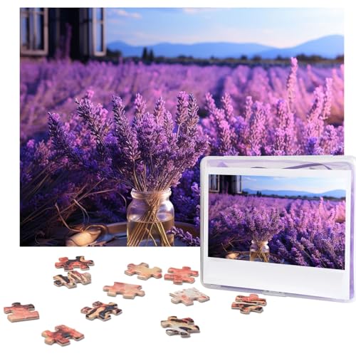 Romantisches Lavendel-Puzzle, 500 Teile, personalisiertes Puzzle, Holzbild, Puzzle für Erwachsene, Fotopuzzle, Kunst, Wandbehang, Dekor für Geburtstag, Hochzeit, Valentinstag, Jahrestag von BTCOWZRV