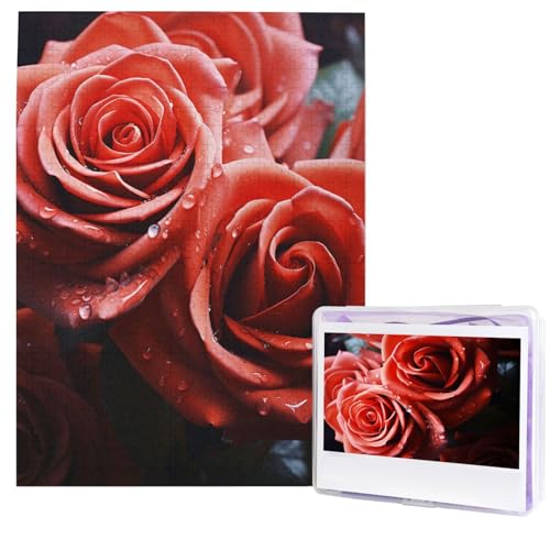 Rote Rose Blume Puzzles 500 Teile Puzzle Personalisiertes Puzzle Holzbild Puzzle für Erwachsene Foto Puzzle Kunst Wandbehang Dekor für Geburtstag Hochzeit Valentinstag Jahrestag von BTCOWZRV