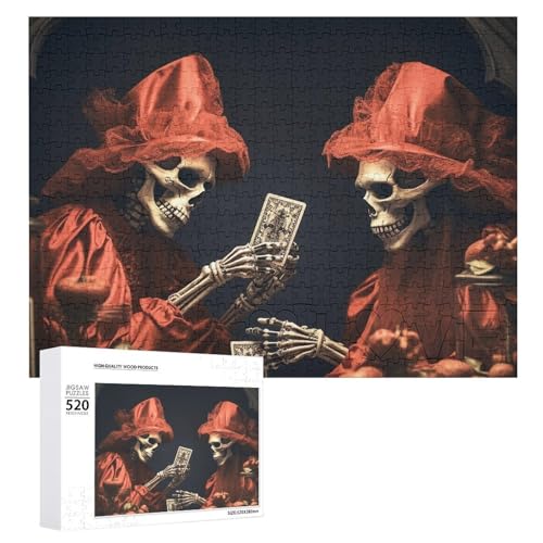 Roter Totenkopf Spielpuzzle Personalisiertes Holzpuzzle 520 Teile Benutzerdefinierte Puzzles Bilderpuzzles Hochzeitspuzzle für Erwachsene Geburtstage Muttertag von BTCOWZRV