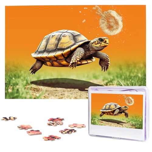 Schildkröte Schildkröte springen Puzzle Personalisiertes Holzpuzzle 1000 Teile Benutzerdefinierte Puzzles Bilderpuzzles Hochzeitspuzzle für Erwachsene Geburtstage Muttertag von BTCOWZRV