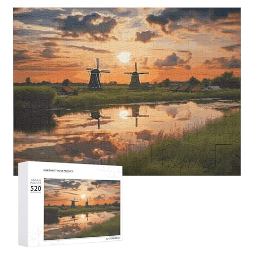 Schöner Blick auf die Niederlande Puzzle Personalisiertes Holzpuzzle 520 Teile Benutzerdefinierte Puzzles Bilderpuzzles Hochzeitspuzzle für Erwachsene Geburtstage Muttertag von BTCOWZRV