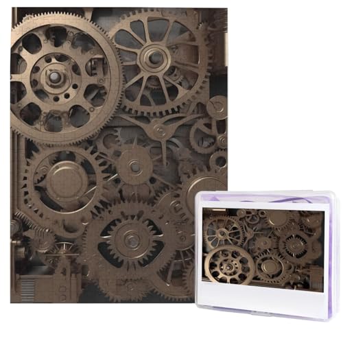 Steampunk Mechanische Zahnräder Puzzles 500 Teile Puzzle Personalisiertes Puzzle Holzbild Puzzle für Erwachsene Foto Puzzle Kunst Wandbehang Dekor für Geburtstag Hochzeit Valentinstag Jahrestag von BTCOWZRV