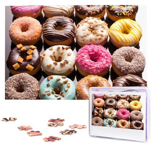 Verschiedene Geschmacksrichtungen von Donuts Puzzle Personalisiertes Holzpuzzle 1000 Teile Benutzerdefinierte Puzzles Bilderpuzzles Hochzeitspuzzle für Erwachsene Geburtstage Muttertag von BTCOWZRV