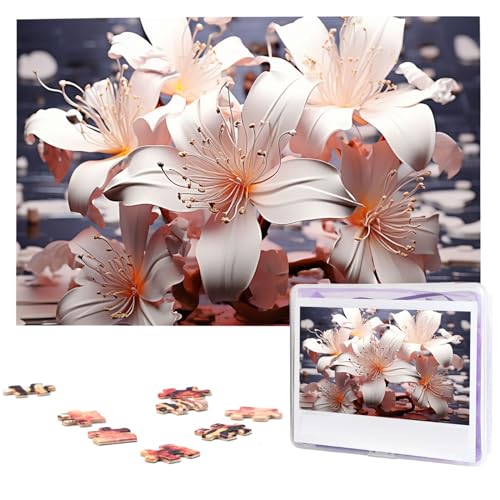 Zarte Blumen-Puzzles, 1000 Teile, personalisiertes Puzzle, Holzbild, Puzzle für Erwachsene, Fotopuzzle, Kunst, Wandbehang, Dekor für Geburtstag, Hochzeit, Valentinstag, Jahrestag von BTCOWZRV