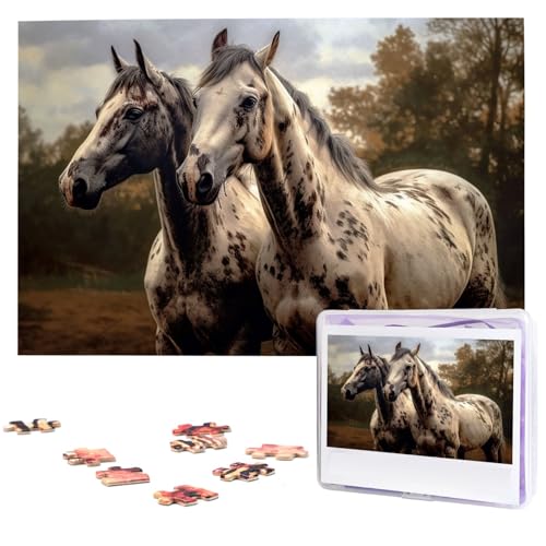 Zwei Pferde Puzzle Personalisiertes Holzpuzzle 1000 Teile Benutzerdefinierte Puzzles Bilderpuzzles Hochzeitspuzzle für Erwachsene Geburtstage Muttertag von BTCOWZRV