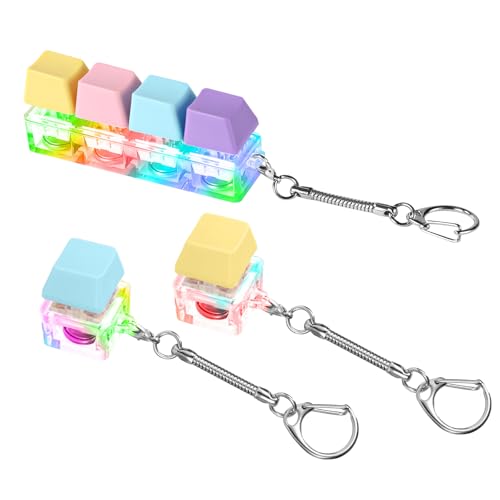 3stk Tastatur Key Fidget Toy, Dekompressionsspielzeug-Tastatur mit LED-Licht Mechanisches Tastenspielzeug Tastatur-Tasten-Zappel Tastatur-Zappel-Schlüsselbund für Erwachsene und Kinder von BTFO