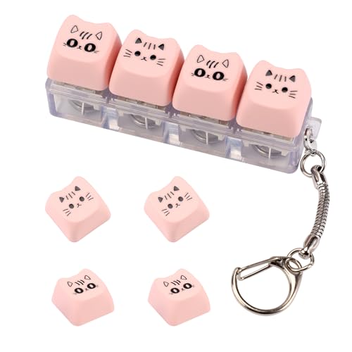 Tastatur-Zappelspielzeug, Tastatur-Clicker-Zappel mit LED-Licht Tastatur Fidget Toy Zappel-Schlüsselbund Tastatur Clicker Tastenkappe Zappeln Dekompressionsgeschenk Erwachsene(Pink) von BTFO